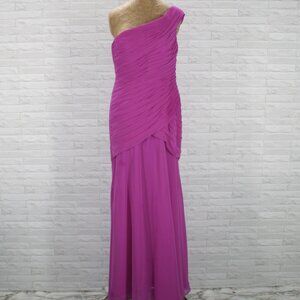 MORI LEE Dress One Shoulder Mother of Bride Wedding Formal Fuchsia Plus Size 16